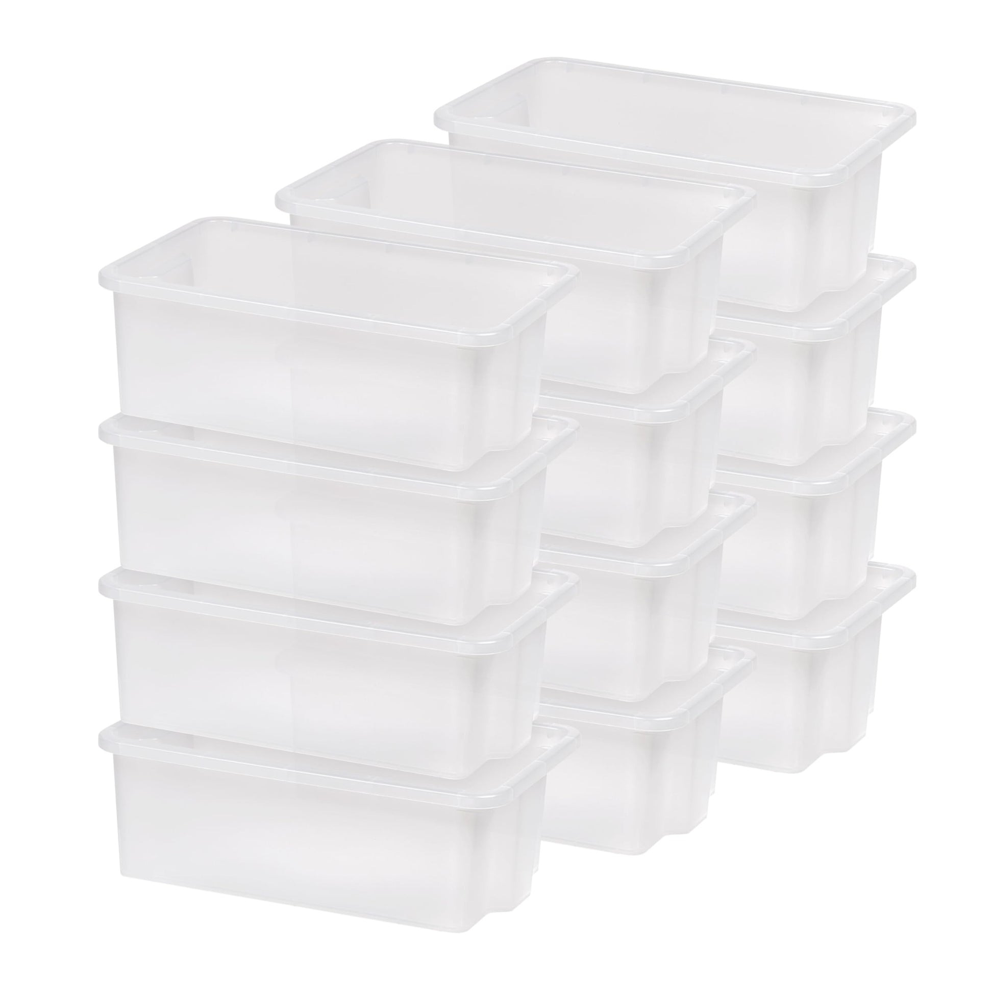 IRIS USA 12-Pack, Small Plastic Storage Bins, Stackable Organizer, Clear