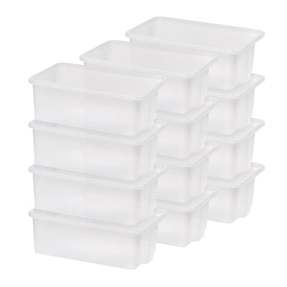 IRIS USA 12-Pack, Small Plastic Storage Bins, Stackable Organizer, Clear
