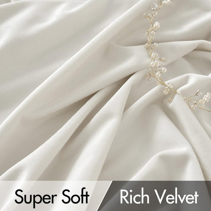 MIULEE Ivory White Velvet Curtains 84 inches Long 2 Panels - Luxury Pinch Pleated Room Darkening Window Drapes for Bedroom Living Room Thermal Insulated Super Soft, Back Tab Rod Pocket Elegant Decor