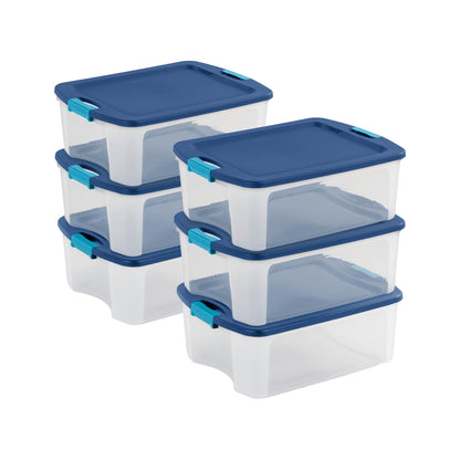 Sterilite 12 Gal Latch and Carry, Stackable Storage Bin with Latching Lid, Plastic Container to