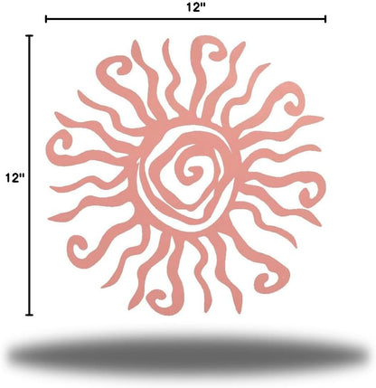 Riverside Designs Wacky Sun Metal Wall Art Indoor/Outdoor Decor - 12" Pink Rust Proof Wall Sculpture - Made in USA - Ideal for Bedroom, Garden, Home, Patio and Farmhouse