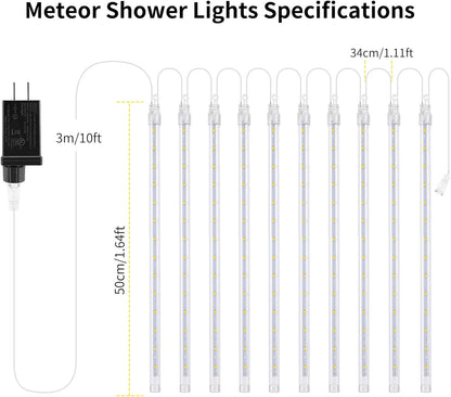 【2 Pack】 Christmas Lights Meteor Shower Rain Lights 20inch, Totally 20 Tube 720 LEDs Icicle Lights Outdoor Raindrop Lights for Xmas Halloween Wedding Party Tree Holiday Decoration, Green
