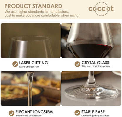 Wine Glasses,White Red Wine Glasses Set of 6,Lead-Free Premium Crystal Clear Glass,Hand Blown Italian Style Burgundy Long Stem Wine Glasses,Great Gift Packaging(16oz,6pack)