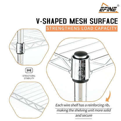 EFINE 2-Pack 3-Shelf Chrome Shelving Unit with 3-Shelf Liners, Adjustable Rack, Steel Wire Shelves