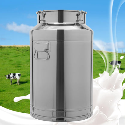 Stainless Steel Milk Can, 304 Stainless Steel Pail 20Gal Milk Can with Sealed Lid, 76L Hanging Lid Metal Milk Jug Bucket for Oil Tea Wine