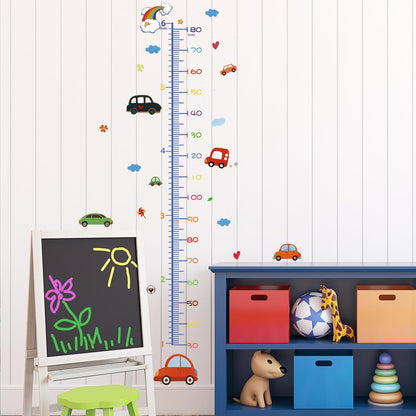 Cartoon Car Self-adheve Vinyl Nursery Wall Decal Baby Growth Chart Sticker for Bedroom Play Room