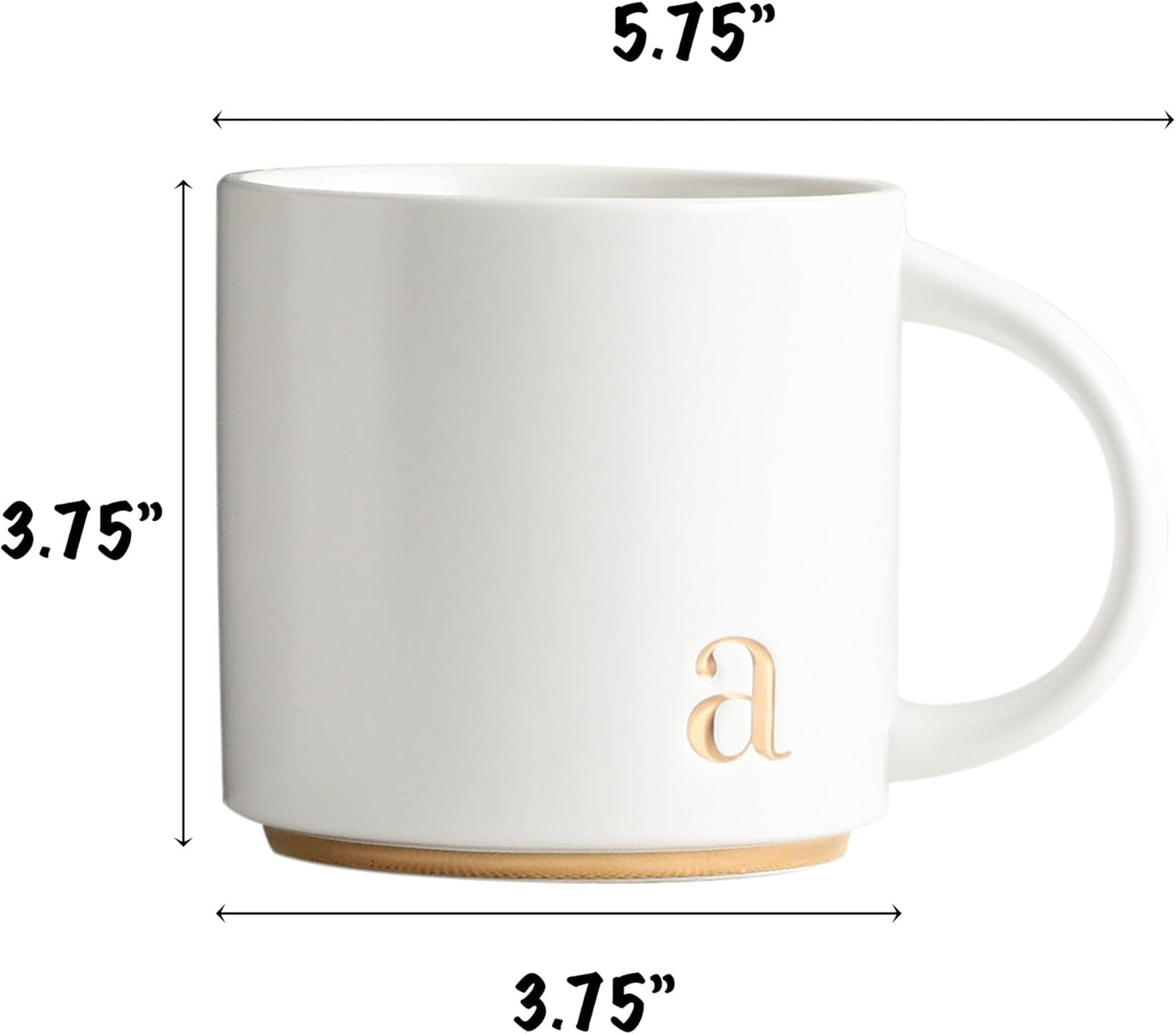 COLLECTIVE HOME - Monogram Ceramic Mugs, 15 oz Golden Initial Coffee Cups, Elegant Alphabet Tea Mugs, Elegant Personalized Mug with Gift Box, Luxurious Cups for Office and Home (a)
