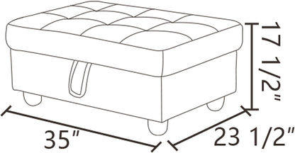 Ottoman Rectangular Storage Ottoman Bench, Flannel Footrest Stool Footstool with Lid for Living Room, Bedroom, Entryway, Light Blue, 34"x22.8"x17.5"