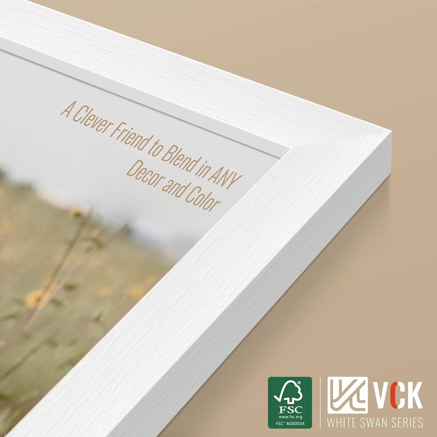 VCK 27x40 Solid Wood Poster Frames Set of 3, Exclusive Woodgrain White Picture Frame, Wall Mounting Hanging