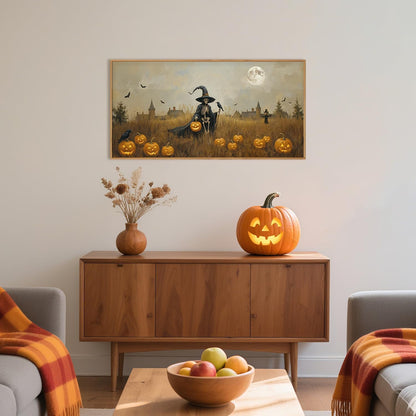 Celestdeco Halloween Ghost Reaper Framed Wall Art Set, Scary Witchy and Pumpkin Wall Decor, Horror Night Wall Painting,Full Moon Bats Art Prints for Living Room,Bedroom,Halloween Themed Party Decor-20"×40"