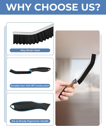 Crevice Cleaning Brushes, Cleaner Scrub Brush Tool for Hard to Reach Tight Space, Home Essentials, Serrated Scrub Brushes, Cleaning Supplies for Shower, Bathroom, Kitchen, Toilet (2, Black)