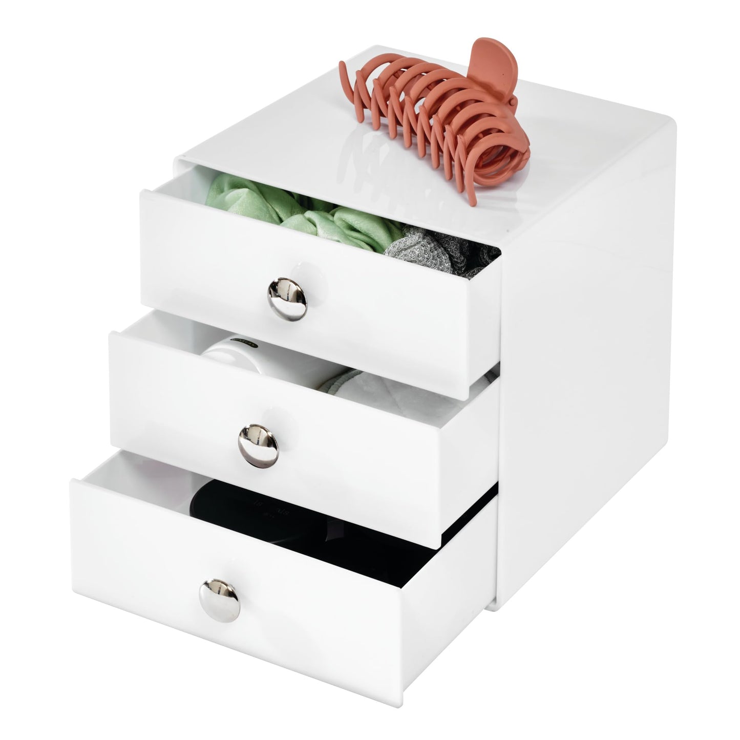 iDesign 3-Drawer Plastic Vanity Organizer, Compact Storage Organization Drawers Set for Cosmetics