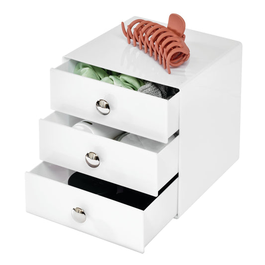 iDesign 3-Drawer Plastic Vanity Organizer, Compact Storage Organization Drawers Set for Cosmetics