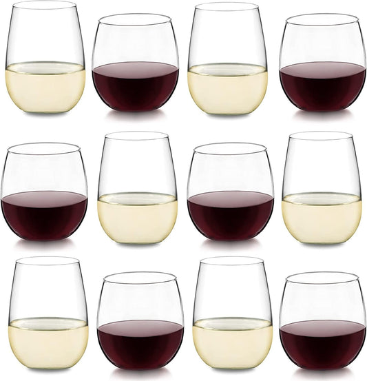 Libbey Stemless Wine Glasses Set of 12, Dishwasher Safe Set Of Wine Glasses, Perfect for Cocktails