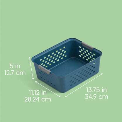 IRIS USA 6-Pack, Medium Plastic Storage Basket, Navy