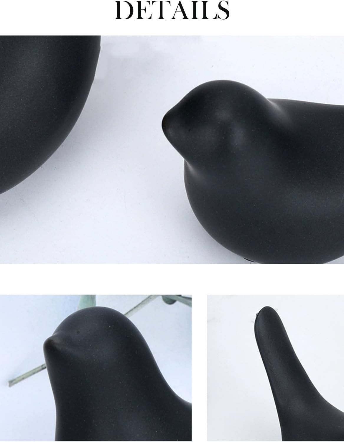 Small Animal Statues, Black Bird Figurines Home Decor, Modern Home Decorative, Ceramic Decor for Office Desktop, Bookshelf, Bedroom, Living Room, Cabinets, Coffee Table(Black 2 Pcs)