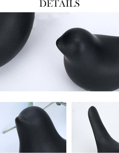 Small Animal Statues, Black Bird Figurines Home Decor, Modern Home Decorative, Ceramic Decor for Office Desktop, Bookshelf, Bedroom, Living Room, Cabinets, Coffee Table(Black 2 Pcs)