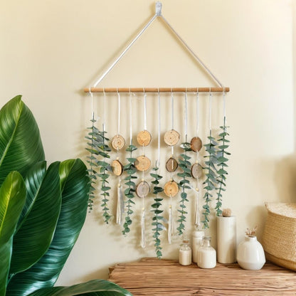 Artificial Eucalyptus Wall Decor Fake Greenery Leaves Stems Home Decor Wall Hanging Plants Boho Rustic Farmhouse Decor for Bedroom Kitchen Dining Room Livingroom Bathroom Livingroom (Small)