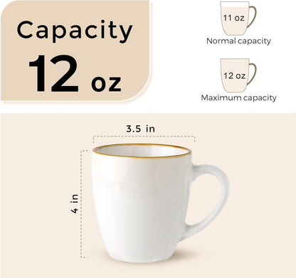 GBHOME Ceramic Coffee Mugs Set of 4, 12oz Stoneware Coffee Mugs Set For Dad Mom Women MEN, Light Weight Ceramic Coffee Cups for Latte/Tea/Beer/Hot Cocoa, Dishwasher & Microwave Safe