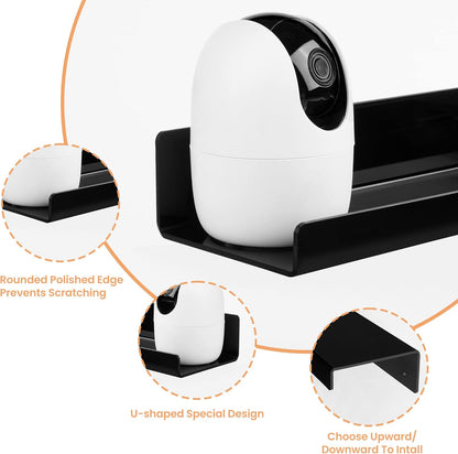 upsimples Acrylic Shelves for Wall Decor, 15" Display Shelf Perfume Organizer for Bathroom, Bedroom, Living Room, Floating Bookshelves for Kids, Black, 4 Pack