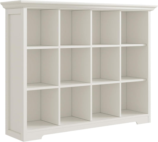 Wooden Cube Bookcase with Base - Modern 3 Tiers Floor Standing Open Shelf Cabinet for Home and