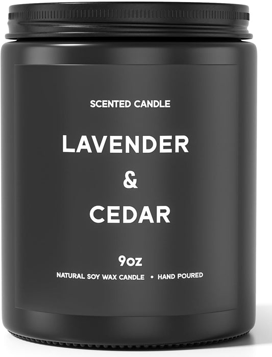 Lavender＆Cedar Candle, 9oz Scented Candle for Men, Scented Candles for Home, Soy Candle Gifts for