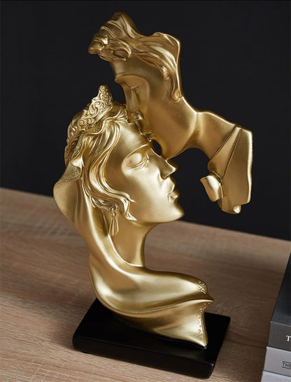 Couples Kiss Sculpture,Abstract Art Couple Sculpture Home Furnishing Resin Statue Decoration Romantic Statue Used for Home Decoration, Wedding, Gift. (Gold)