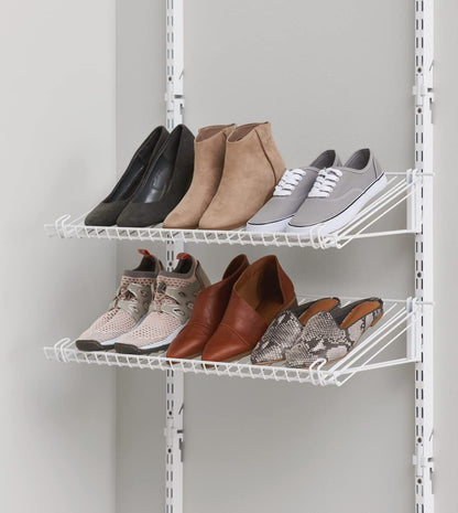 Rubbermaid Customizable Wall Mount Shoe Shelf, White, for Home/House/Closet/Laundry/Linen