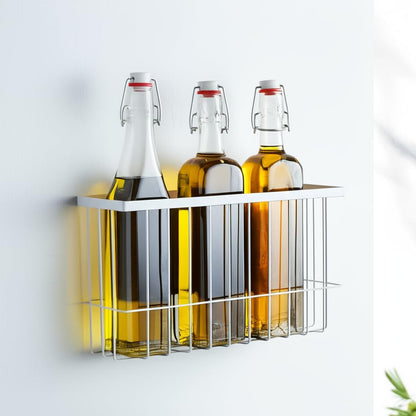 Magnetic Basket for Fridge, Magnetic Fridge Basket, Foil and Plastic Wrap Organizer with 4 hooks, Laundry Room Organization for Dryer Ball, Cling Film, Mail, Umbrella, White, 2 Pack