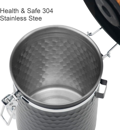 TEDSWAIT Coffee Canisters Airtight Coffee Bean Storage Container Kitchen Stainless Steel Food Storage Container with Scoop Date Tracker & CO2 Valve 61Fl Oz (Diamond Black)