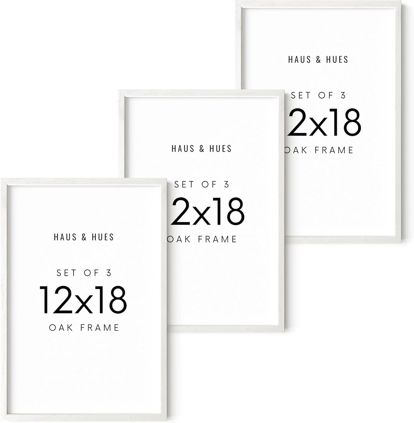 HAUS AND HUES 12x18 Picture Frames For Wall - Set Of 3 Poster Frames 12x18, Picture Frames 12x18, Poster Frame Set Of 3, 12x18 Frames, Frames 12 X 18, Photo Frames 12x18 (White Frame)