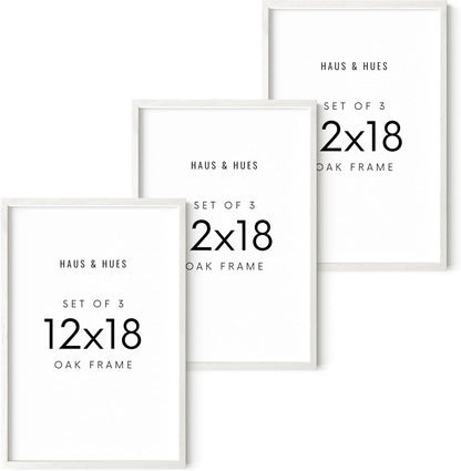 HAUS AND HUES 12x18 Picture Frames For Wall - Set Of 3 Poster Frames 12x18, Picture Frames 12x18, Poster Frame Set Of 3, 12x18 Frames, Frames 12 X 18, Photo Frames 12x18 (White Frame)