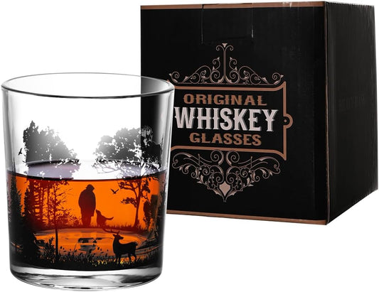 Old Fashioned Whiskey Glasses, Stemless Wine Glasses with Gift Box, 10Oz Rocks Glass for Scotch