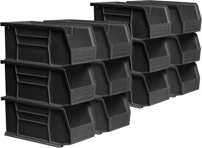 Akro-Mils 30230 AkroBins Plastic Storage Bins, 11"x5"x5", Black, 12-Pack