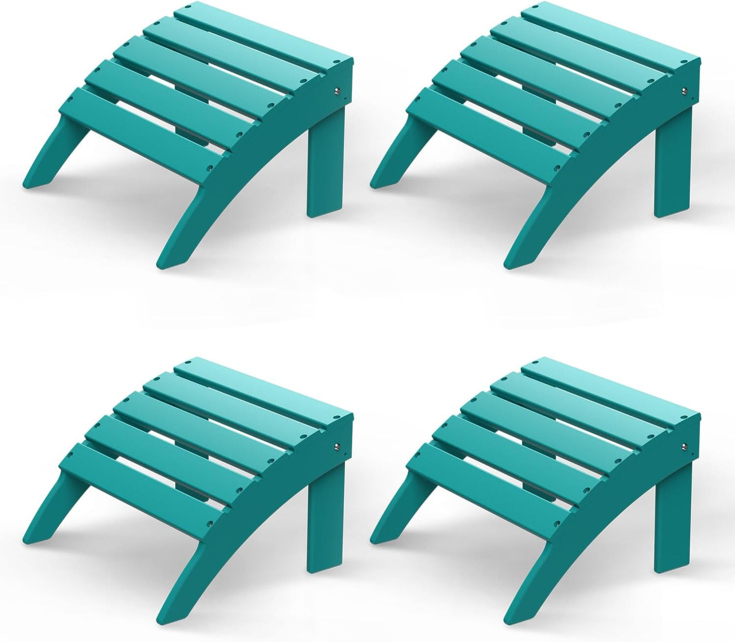 GREENVINES Adirondack-Ottoman | Set of 4 | HDPE Plastic | Outdoor Footrest | All Weather | Foot Rest | Foot Stool | Aqua | for Adirondack Chair | for Patio Backyard Pool