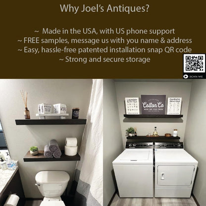 joelsantiques 36 Inch Wooden Floating Shelves for Wall - 36x12x2 in - Made of Natural Wood - Long Heavy Duty Rustic Wall Shelves for Bedroom - Perfect for Living Room, Kitchen - Black