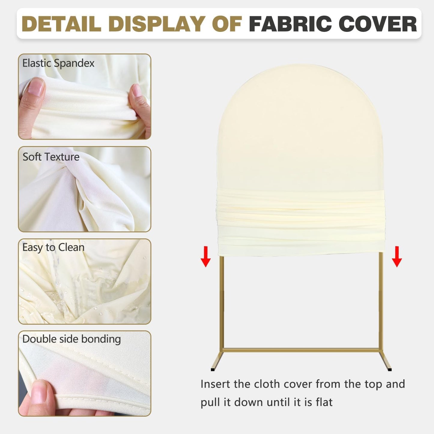 Arch Backdrop Stand and Cover Set, Metal Balloon Arch Backdrop 6.6ft, Gold Arched Stand Frame for Wedding, Parties,Birthday, Backdrop Decorations (Beige,6.6ft)