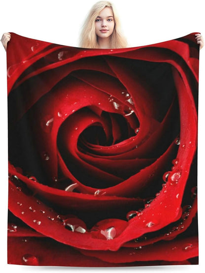 HGOD DESIGNS Red Rose Throw Blanket Ultra Soft Warm All Season Rose Decorative Fleece Blankets for Bed Chair Car Sofa Couch Bedroom 40"X50"