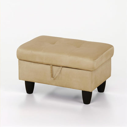 Ottoman Rectangular Storage Ottoman Bench, Flannel Footrest Stool Footstool with Lid for Living Room, Bedroom, Entryway, Light Brown, 28.5"x19"x17.5"