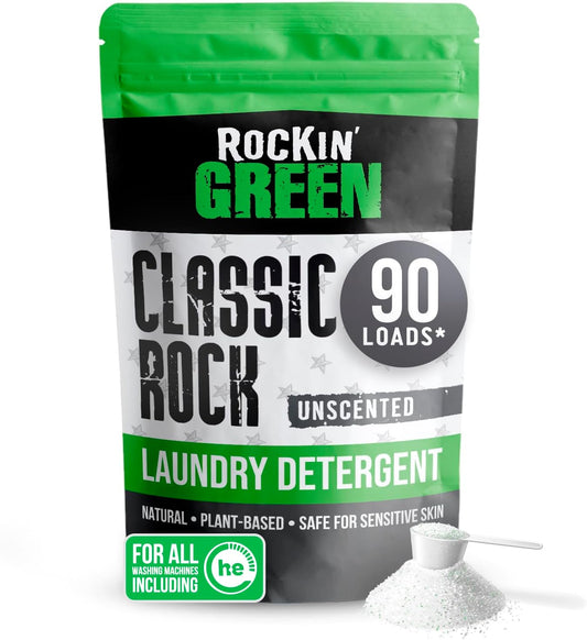Rockin' Green Classic Rock Laundry Detergent Powder (90 Loads) - All Natural Laundry Detergent