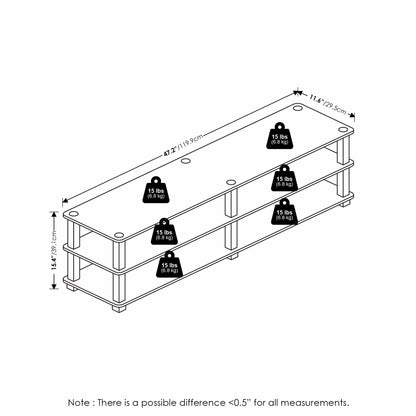 Furinno 14038DBR/BK TST No Tools 3-Tier Wide Shoe Storage Rack, Dark Brown/Black 47 Inch
