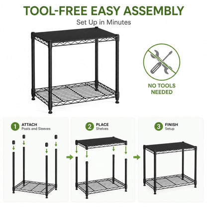 Simple Deluxe 2 Tier Wire Shelving Unit, Heavy Duty Metal Storage Rack with Adjustable Feet