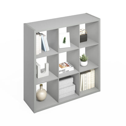 Furinno Simple 9-Cube Storage Organizer, Display Shelf, Light Grey