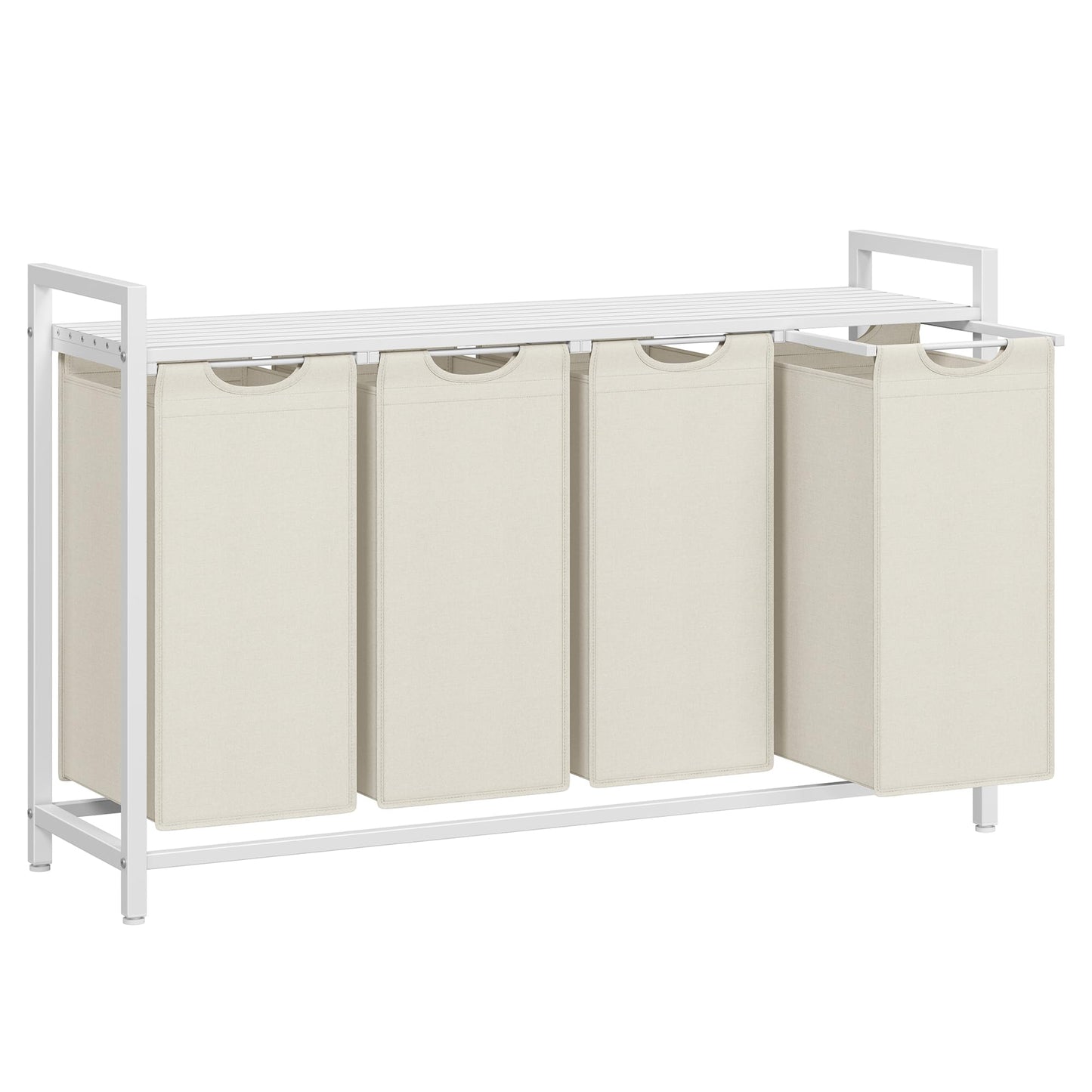 VASAGLE Laundry Hamper, Laundry Basket, Laundry Sorter with 4 Pull-Out and Removable Bags, Shelf