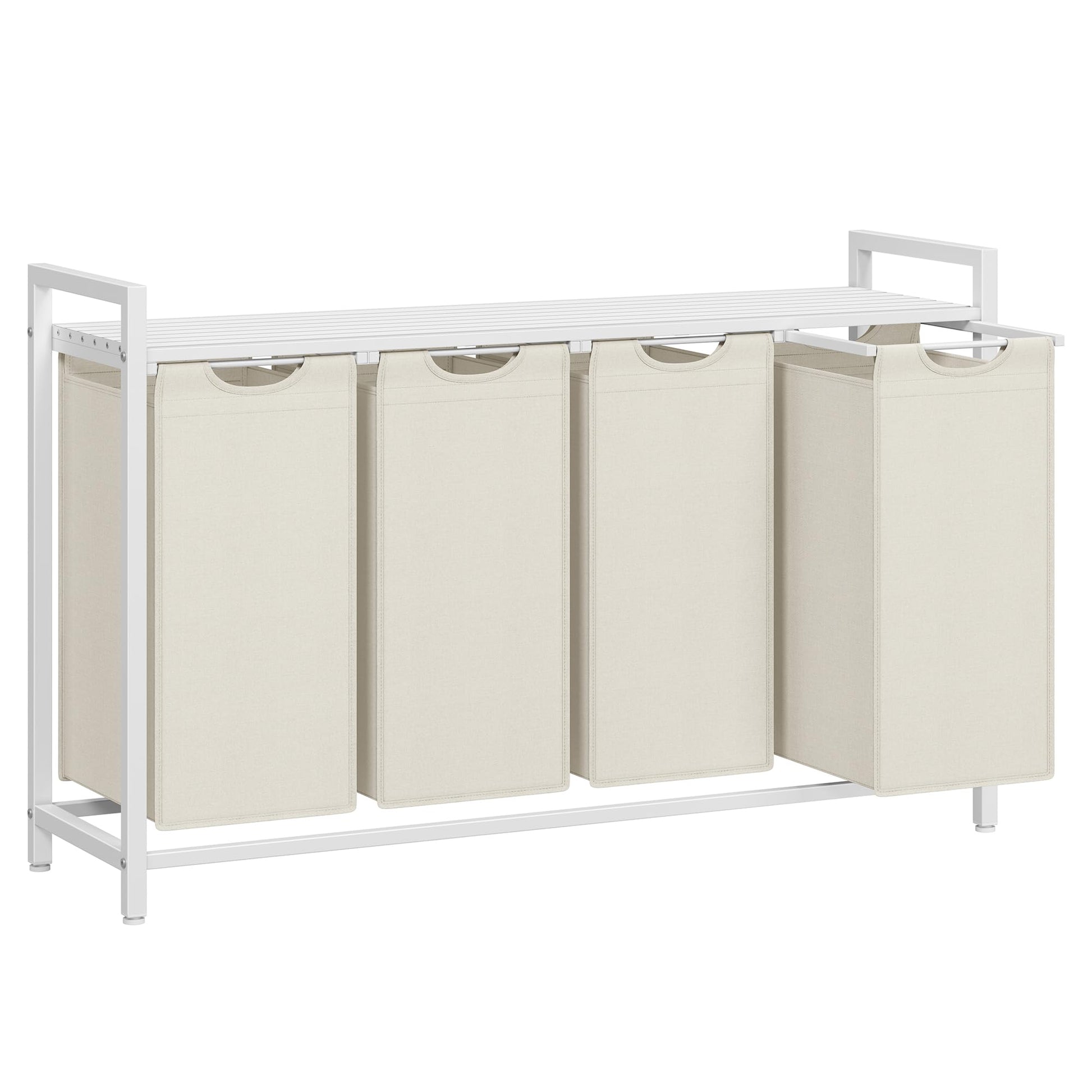 VASAGLE Laundry Hamper, Laundry Basket, Laundry Sorter with 4 Pull-Out and Removable Bags, Shelf