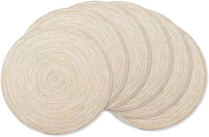 AHHFSMEI Round Braided Placemats Set of 8 Round Table Mats for Dining Tables Natural Woven Heat Resistant Place mats 15 Inch(Beige,8)