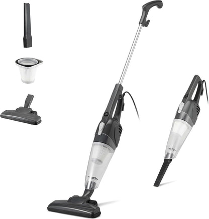 Amazon Basics 2-in-1 Corded Stick Vacuum Cleaner, Convertible to Handheld, Lightweight (3.9 LBS), with Washable HEPA Filter, Crevice Tools, 0.5L Dust Cup, 19.7-Ft Cord, 300W, Black