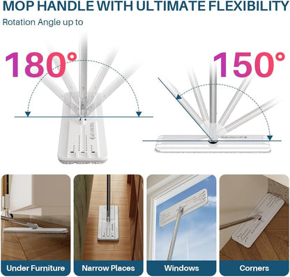 JOYMOOP Mop and Bucket Set, Dust Mops for Floor Cleaning, Wall Mop with 4 Microfiber Mop Head Replacement