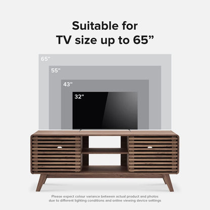 mopio Ensley TV Stand, Mid Century Modern for 55/60/65 inch TV, Farmhouse TV Stand, Entertainment Center with Storage, TV and Media Consol for Living Room (Walnut, 59" Tall)