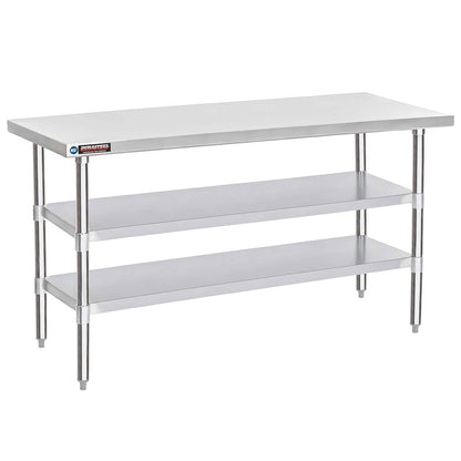 DuraSteel Food Prep Stainless Steel Table - 30 x 72 Inch Commercial Metal Workbench with Adjustable Under Shelf - NSF Certified - for Restaurant, Warehouse, Home, Kitchen, Garage